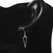 Black Onyx Triangle Silver Earrings, e312